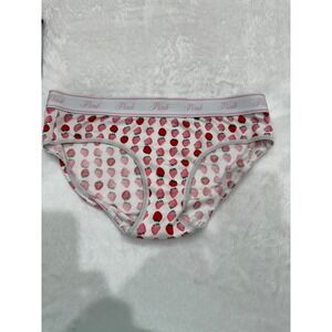 Victoria's Secret PINK  Briefs Underwear Strawberry Print Pink Logo Waistband
